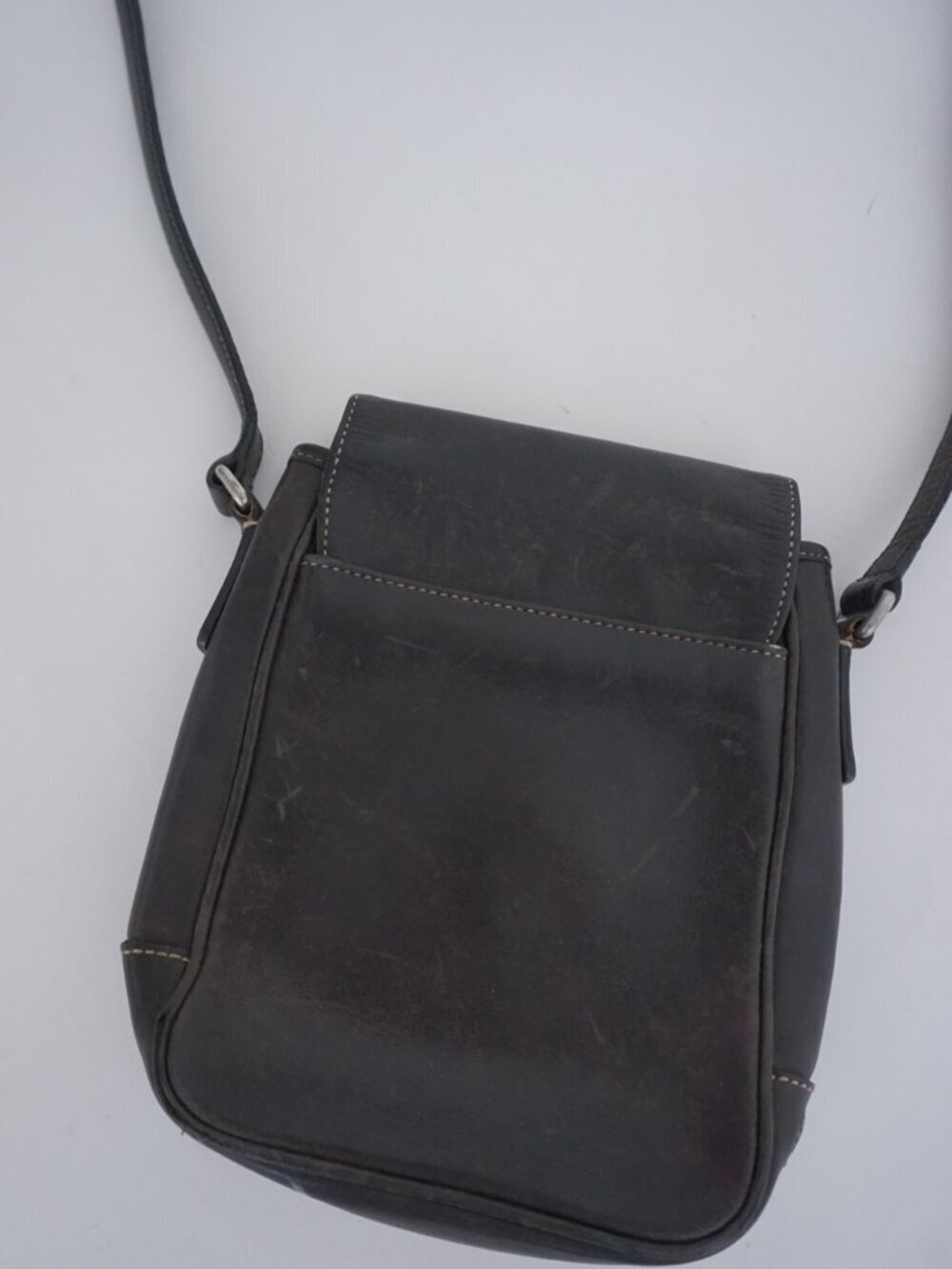 Vintage Coach 7775 Black Leather Buckle Flap Crossbody Structured Shoulder Bag - Picture 9 of 16